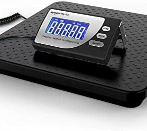 Amazon Basics Digital Postal Scale with Tare Function, Heavy Duty, Aluminium Platform, 440 lb Capacity, Digital Shipping, Portable, Black : Office Products